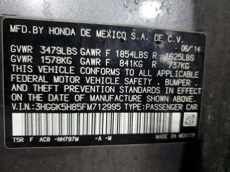 55606176 :رقم المزاد ، 3HGGK5H85FM712995 vin ، 2015 Honda Fit مزاد بيع