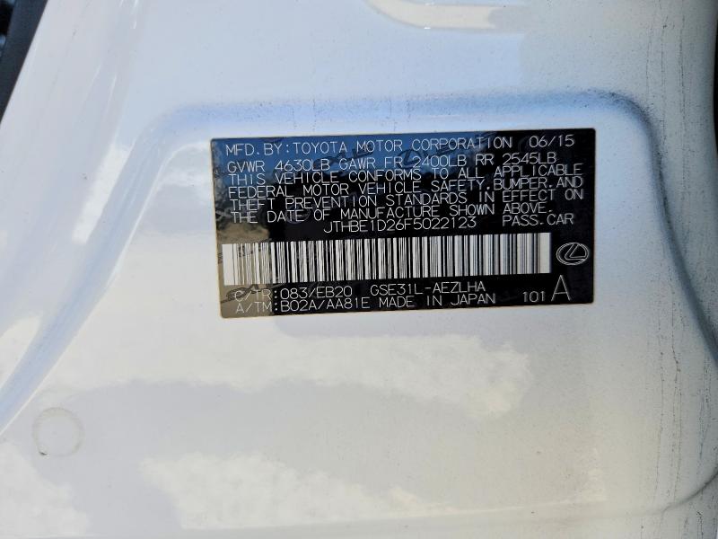 Продажа на аукционе авто 2015 Lexus Is, vin: JTHBE1D26F5022123, номер лота: 53810796