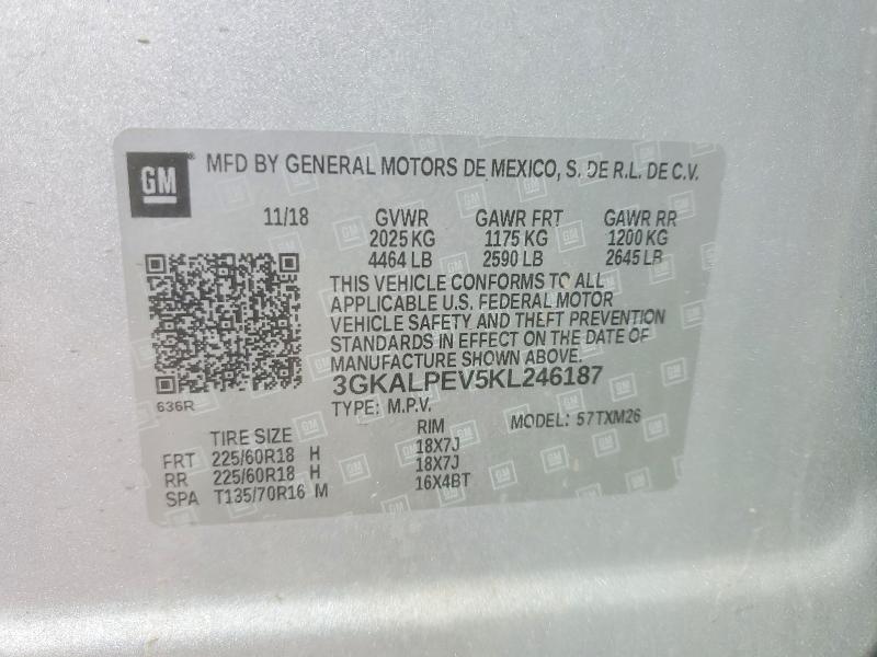 53205656 :رقم المزاد ، 3GKALPEV5KL246187 vin ، 2019 Gmc Terrain مزاد بيع