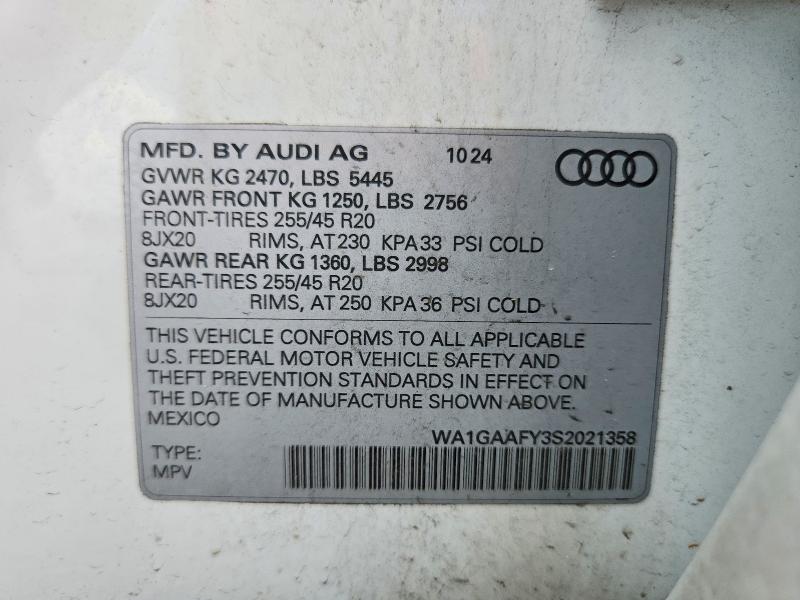 2025 Audi Q5 მანქანა იყიდება აუქციონზე, vin: WA1GAAFY3S2021358, აუქციონის ნომერი: 54964256