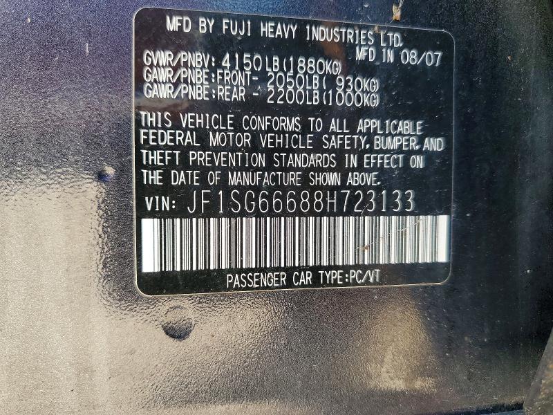 Продаж на аукціоні авто 2008 Subaru Forester, vin: JF1SG66688H723133, номер лоту: 52381676
