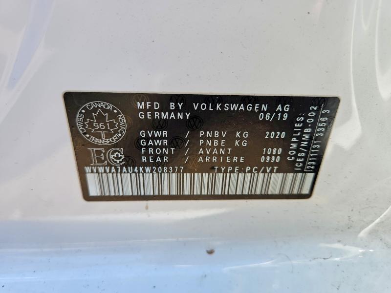 Продаж на аукціоні авто 2019 Volkswagen Golf R, vin: WVWVA7AU4KW208377, номер лоту: 53329756