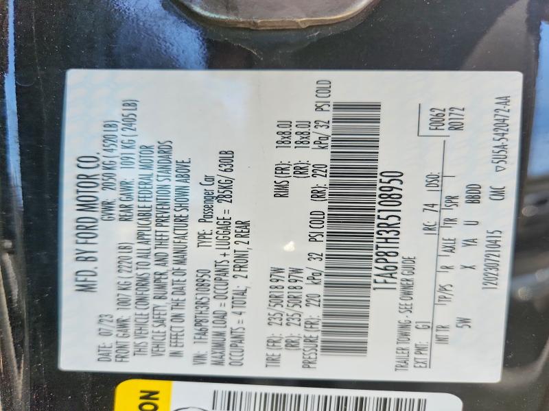 2024 Ford Mustang მანქანა იყიდება აუქციონზე, vin: 1FA6P8TH3R5108950, აუქციონის ნომერი: 54146246
