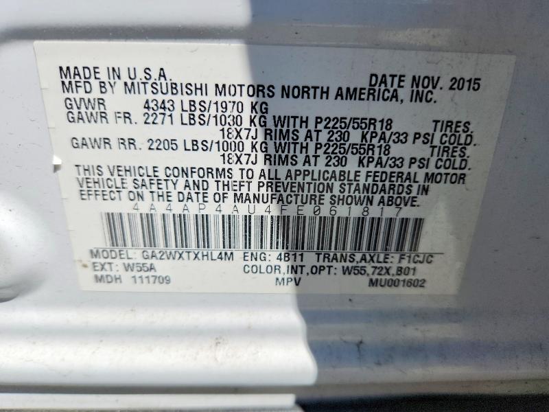 Продаж на аукціоні авто 2015 Mitsubishi Outlander Sport, vin: 4A4AP4AU4FE061817, номер лоту: 54764106