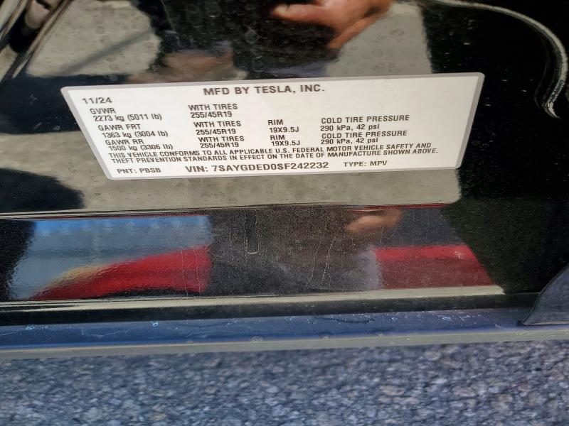 2025 Tesla Model Y მანქანა იყიდება აუქციონზე, vin: 7SAYGDED0SF242232, აუქციონის ნომერი: 54008466