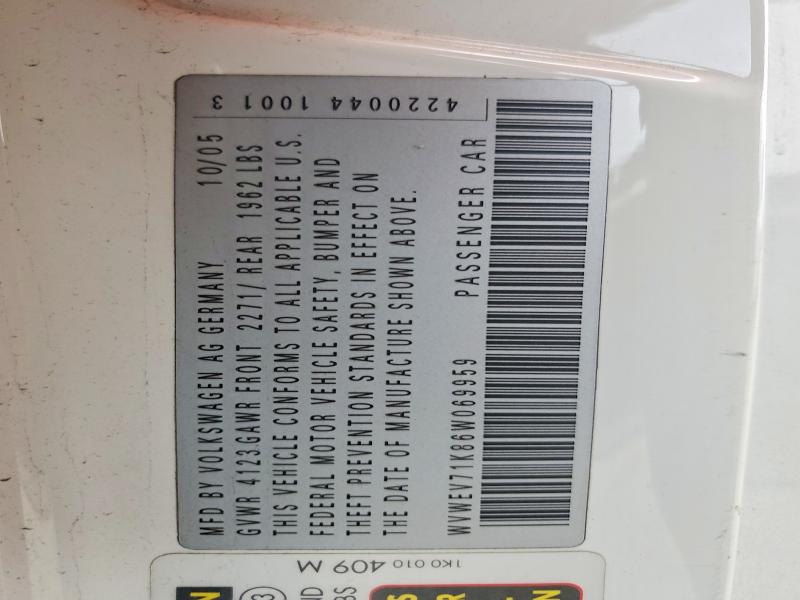Aukcja sprzedaży 2006 Volkswagen New Gti, vin: WVWEV71K86W069959, numer aukcji: 53745826