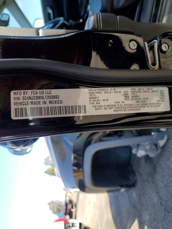Продаж на аукціоні авто 2020 Jeep Compass, vin: 3C4NJCBB9LT258883, номер лоту: 53659386