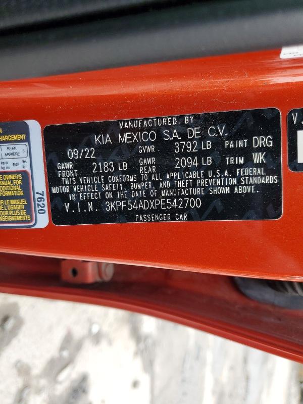 Aukcja sprzedaży 2023 Kia Forte, vin: 3KPF54ADXPE542700, numer aukcji: 54583176