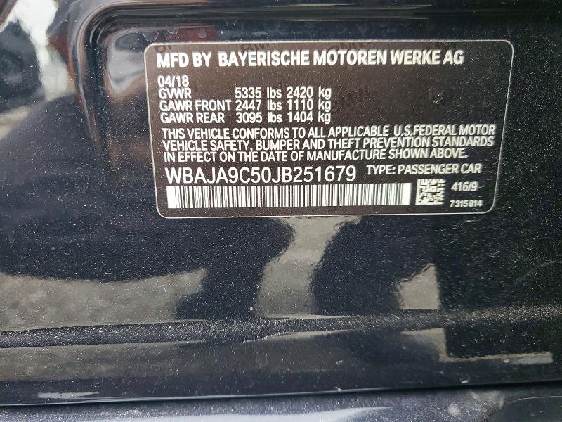 Aukcja sprzedaży 2018 Bmw 530e, vin: WBAJA9C50JB251679, numer aukcji: 53597716