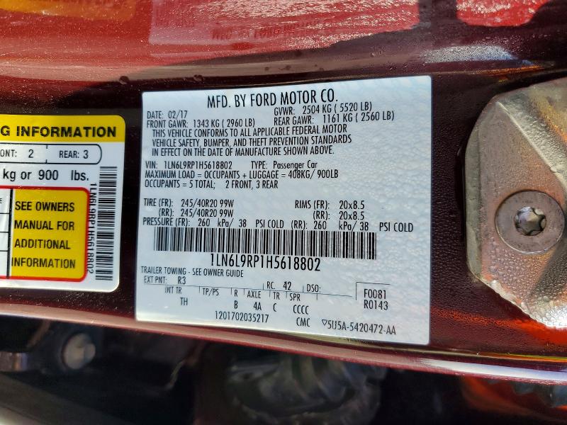 Продажа на аукционе авто 2017 Lincoln Continental, vin: 1LN6L9RP1H5618802, номер лота: 55067596