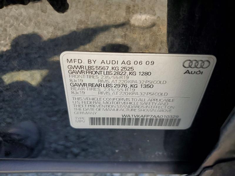 2010 Audi Q5 მანქანა იყიდება აუქციონზე, vin: WA1VKAFP7AA010329, აუქციონის ნომერი: 53014766