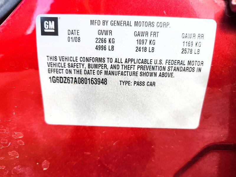 51464876 :رقم المزاد ، 1G6DZ67A080163948 vin ، 2008 Cadillac Sts مزاد بيع