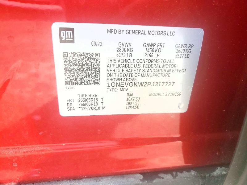 Продаж на аукціоні авто 2023 Chevrolet Traverse, vin: 1GNEVGKW2PJ317727, номер лоту: 52392616