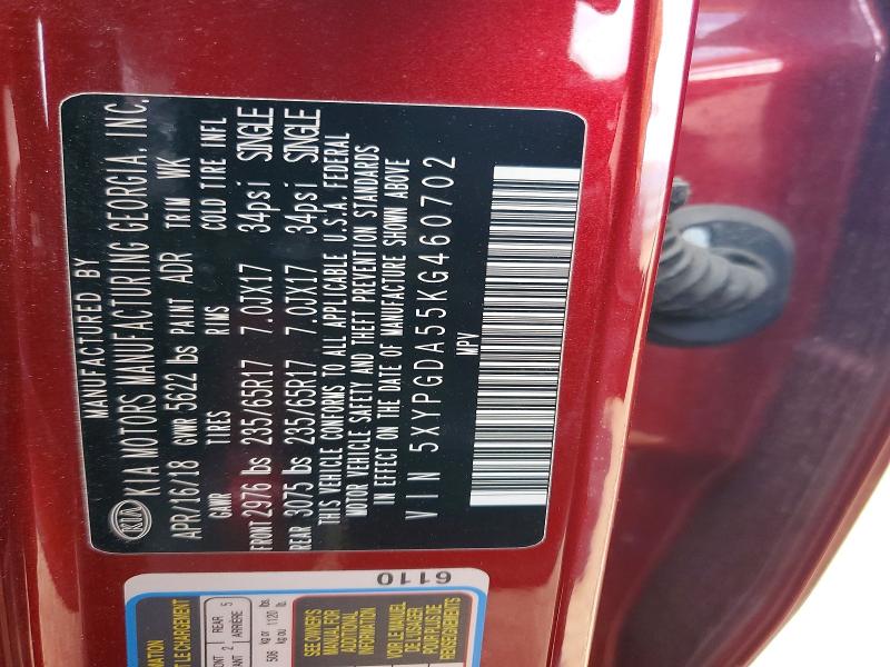 Продажа на аукционе авто 2019 Kia Sorento, vin: 5XYPGDA55KG460702, номер лота: 53636576