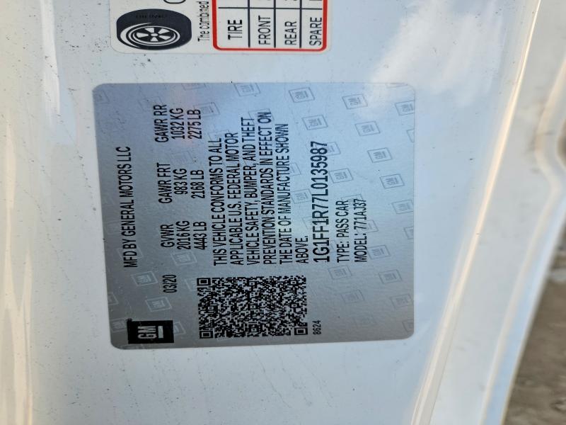 Продажа на аукционе авто 2020 Chevrolet Camaro, vin: 1G1FF1R77L0135987, номер лота: 53503456