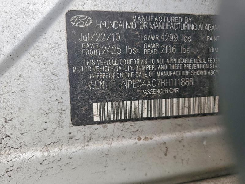 2011 Hyundai Sonata მანქანა იყიდება აუქციონზე, vin: 5NPEC4AC7BH111888, აუქციონის ნომერი: 52208056