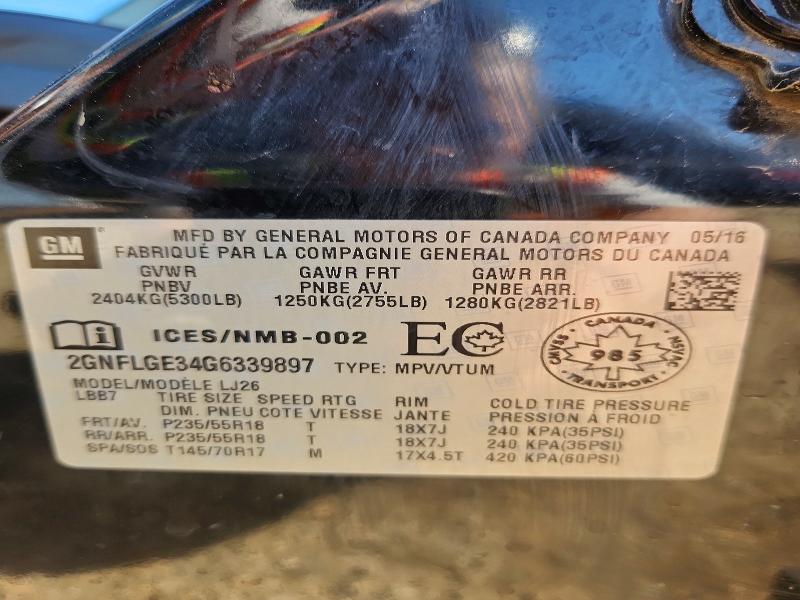 Aukcja sprzedaży 2016 Chevrolet Equinox, vin: 2GNFLGE34G6339897, numer aukcji: 52575066