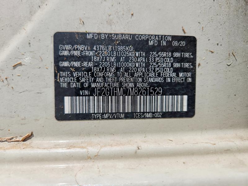 52435346 :رقم المزاد ، JF2GTHMC7M8261529 vin ، 2021 Subaru Crosstrek مزاد بيع