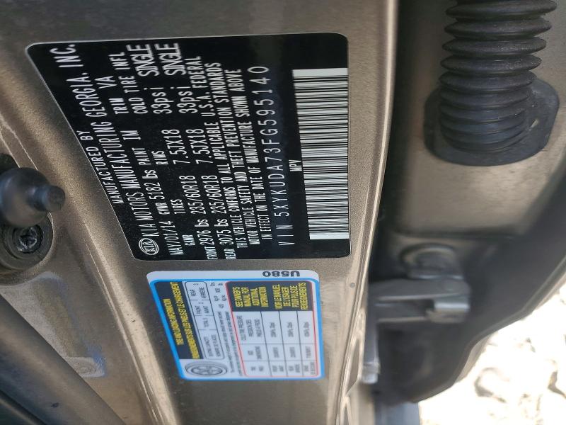Продаж на аукціоні авто 2015 Kia Sorento, vin: 5XYKUDA73FG595140, номер лоту: 54298666