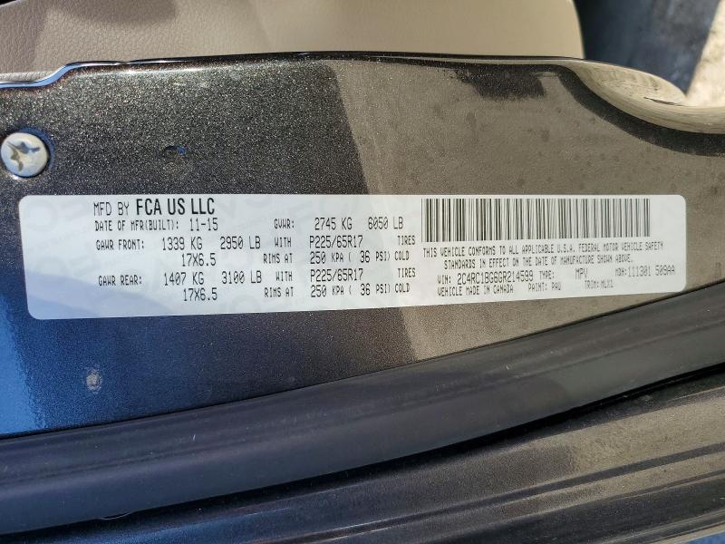 52124046 :رقم المزاد ، 2C4RC1BG6GR214599 vin ، 2016 Chrysler Town & Country مزاد بيع