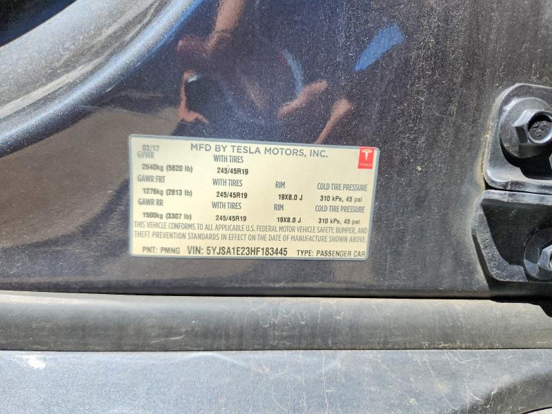50908816 :رقم المزاد ، 5YJSA1E23HF183445 vin ، 2017 Tesla Model S مزاد بيع