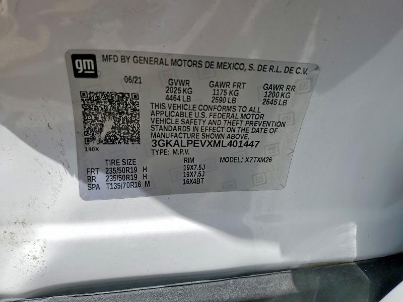 2021 Gmc Terrain მანქანა იყიდება აუქციონზე, vin: 3GKALPEVXML401447, აუქციონის ნომერი: 54780036