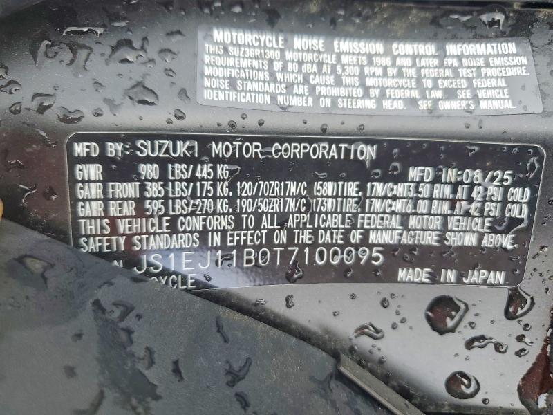 2026 Suzuki Gsx1300 მანქანა იყიდება აუქციონზე, vin: JS1EJ11B0T7100095, აუქციონის ნომერი: 53570286