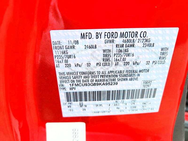 Продажа на аукционе авто 2009 Ford Escape, vin: 1FMCU93G89KA95239, номер лота: 55353776