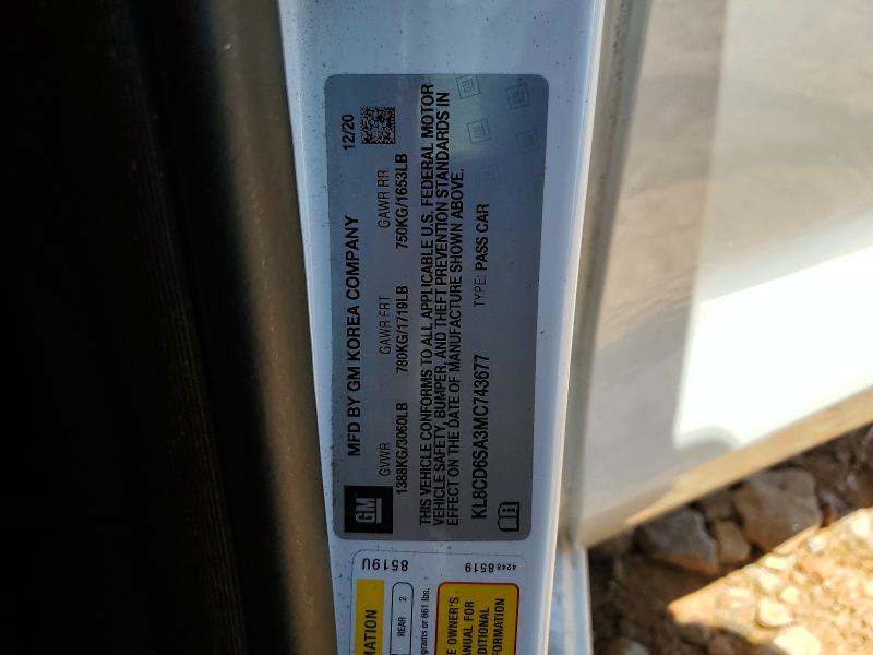 Продажа на аукционе авто 2021 Chevrolet Spark, vin: KL8CD6SA3MC743677, номер лота: 53580716