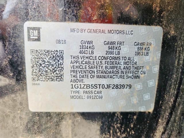 52404836 :رقم المزاد ، 1G1ZB5ST0JF283979 vin ، 2018 Chevrolet Malibu مزاد بيع