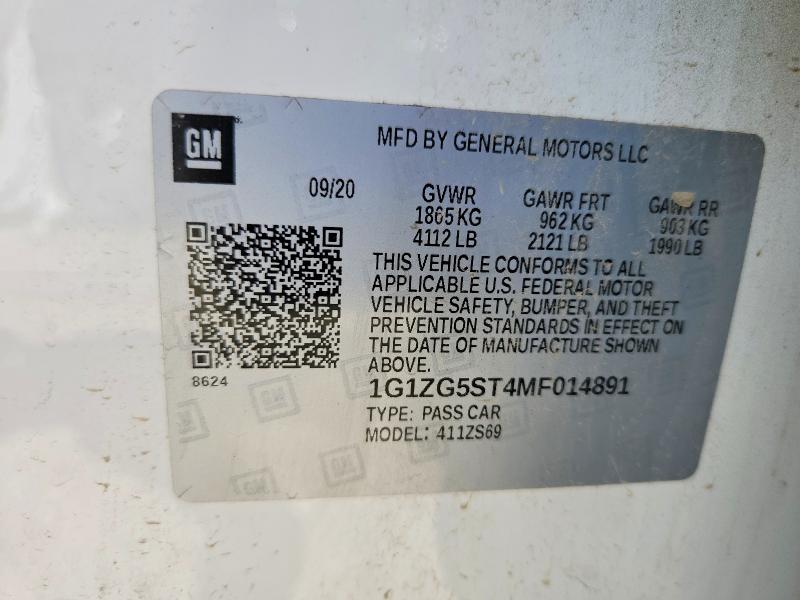 Aukcja sprzedaży 2021 Chevrolet Malibu, vin: 1G1ZG5ST4MF014891, numer aukcji: 52405776