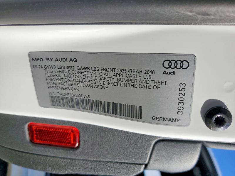 2025 Audi A5 მანქანა იყიდება აუქციონზე, vin: WAUDACF53SA005335, აუქციონის ნომერი: 52588556