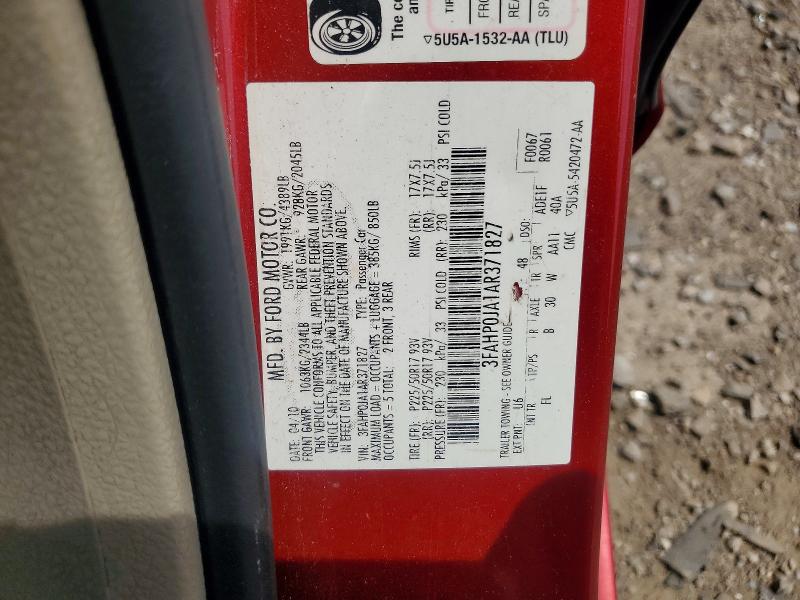 Aukcja sprzedaży 2010 Ford Fusion, vin: 3FAHP0JA1AR371827, numer aukcji: 54618076