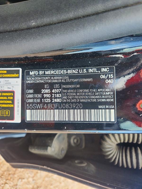 Продаж на аукціоні авто 2015 Mercedes-benz C, vin: 55SWF4JB3FU083920, номер лоту: 53834396