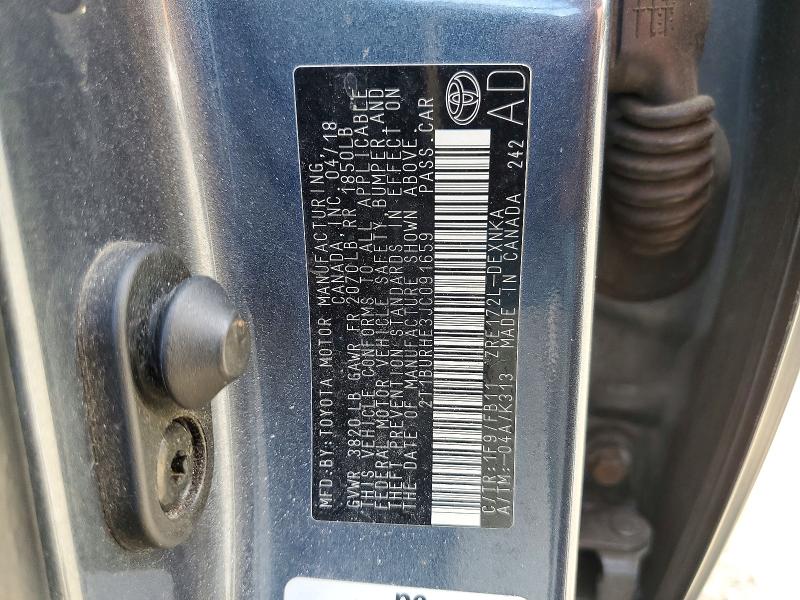 Aukcja sprzedaży 2018 Toyota Corolla, vin: 2T1BURHE3JC091659, numer aukcji: 54321356