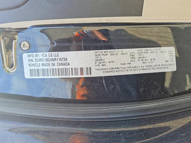 Продажа на аукционе авто 2022 Chrysler Pacifica, vin: 2C4RC1BG4NR116734, номер лота: 54288636