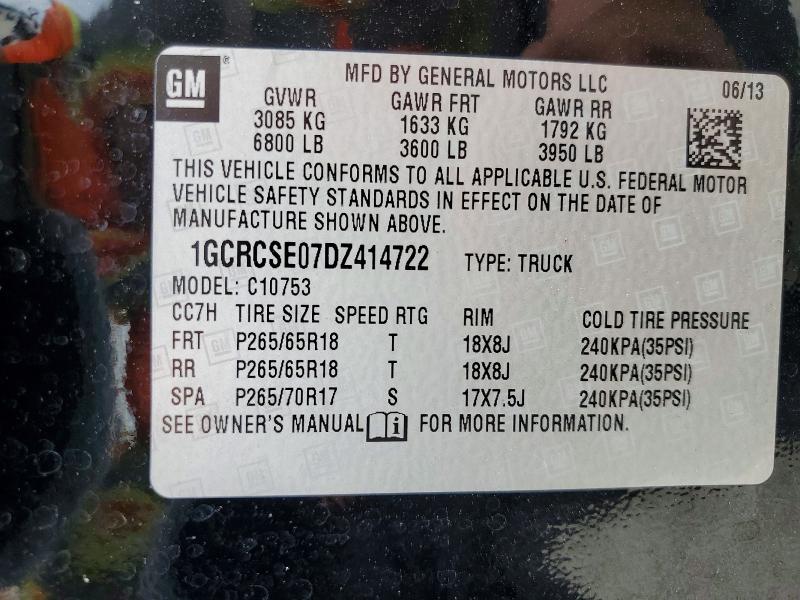 Продаж на аукціоні авто 2013 Chevrolet Silverado, vin: 1GCRCSE07DZ414722, номер лоту: 52306586