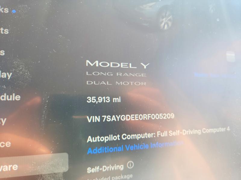 2024 Tesla Model Y მანქანა იყიდება აუქციონზე, vin: 7SAYGDEE0RF005209, აუქციონის ნომერი: 52556146