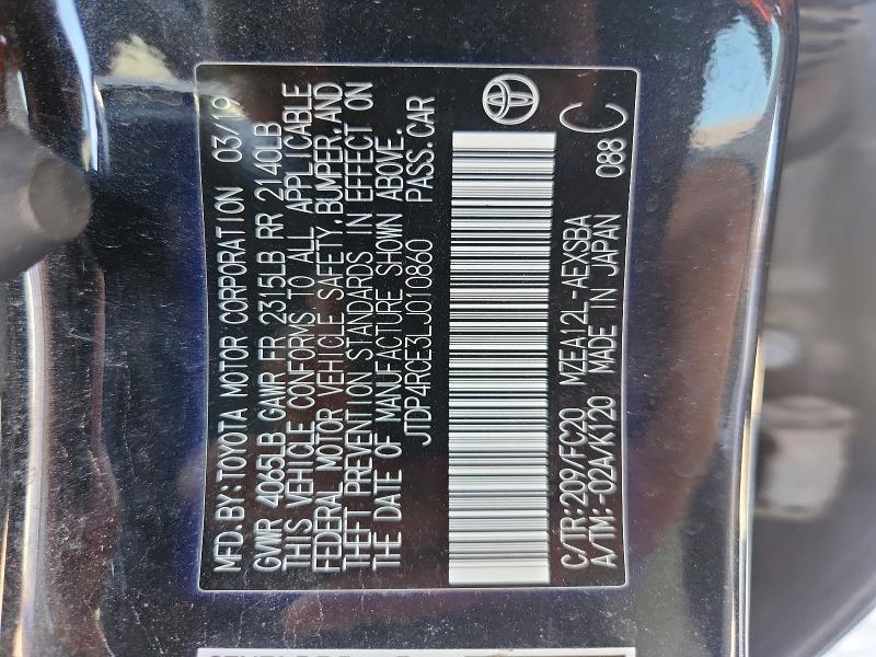 Aukcja sprzedaży 2020 Toyota Corolla, vin: JTDP4RCE3LJ010860, numer aukcji: 53121496