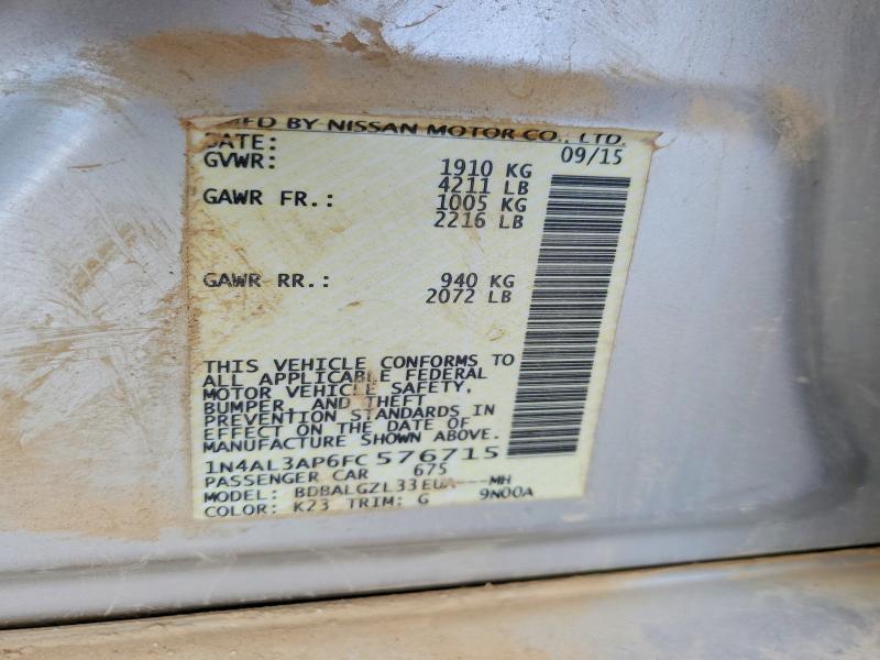 2015 Nissan Altima მანქანა იყიდება აუქციონზე, vin: 1N4AL3AP6FC576715, აუქციონის ნომერი: 53269936
