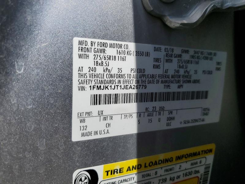 2018 Ford Expedition მანქანა იყიდება აუქციონზე, vin: 1FMJK1JT1JEA26779, აუქციონის ნომერი: 53187436