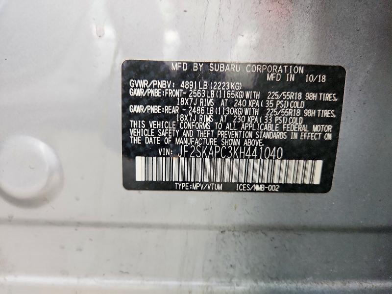 Aukcja sprzedaży 2019 Subaru Forester, vin: JF2SKAPC3KH441040, numer aukcji: 53285236