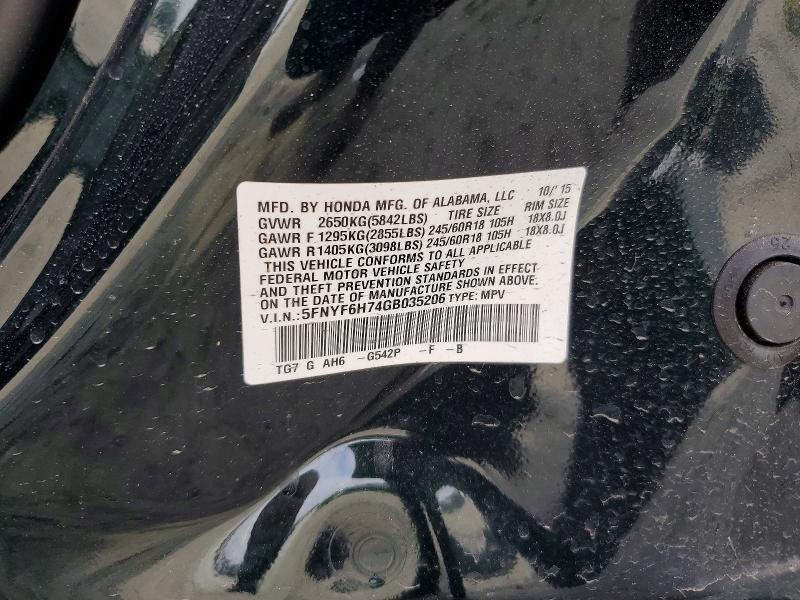 Продажа на аукционе авто 2016 Honda Pilot, vin: 5FNYF6H74GB035206, номер лота: 55420246