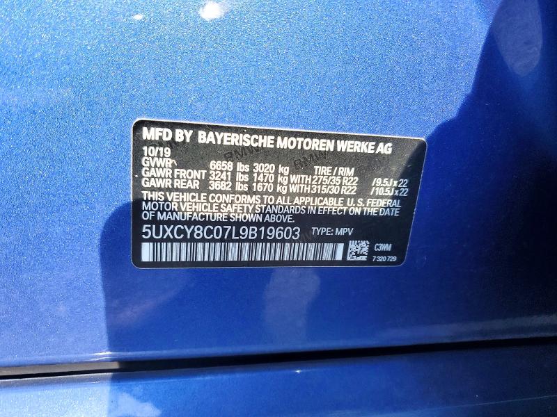 53077436 :رقم المزاد ، 5UXCY8C07L9B19603 vin ، 2020 Bmw X6 مزاد بيع