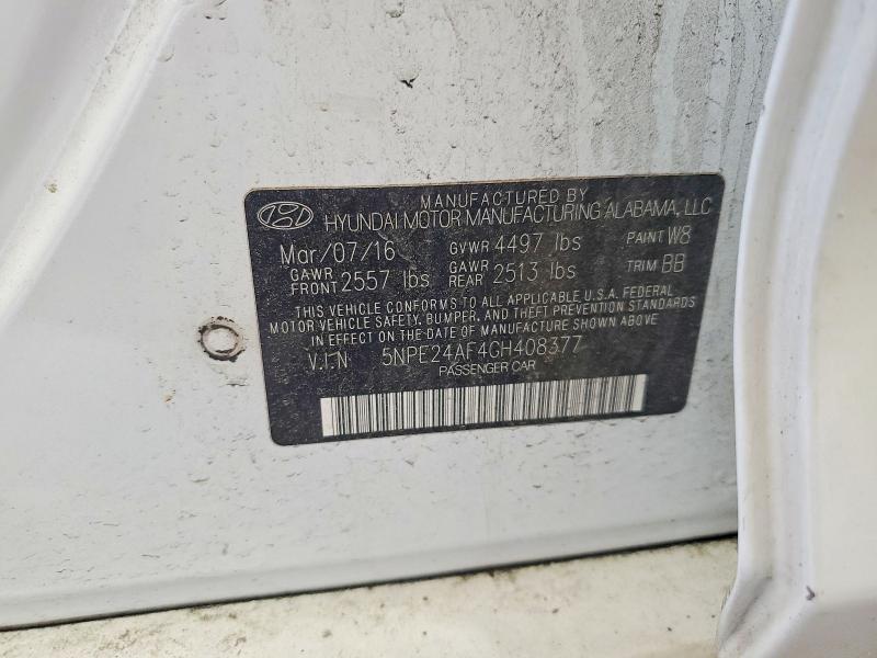 2016 Hyundai Sonata მანქანა იყიდება აუქციონზე, vin: 5NPE24AF4GH408377, აუქციონის ნომერი: 54502656
