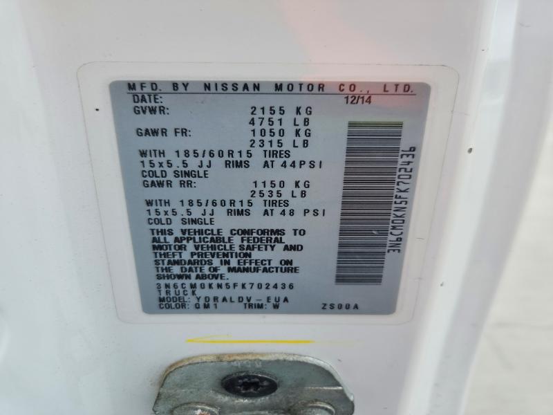 53838666 :رقم المزاد ، 3N6CM0KN5FK702436 vin ، 2015 Nissan Nv200 مزاد بيع
