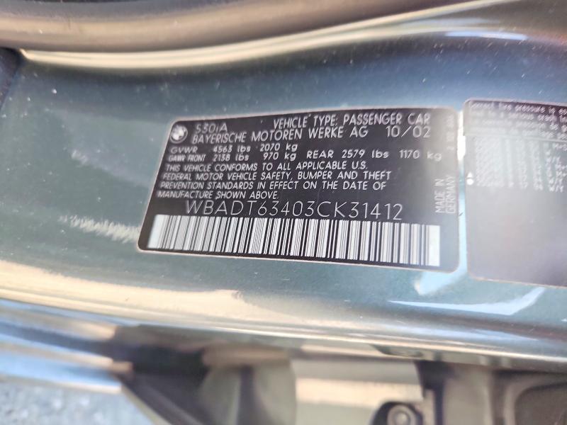 Продажа на аукционе авто 2003 Bmw 530, vin: WBADT63403CK31412, номер лота: 53937336