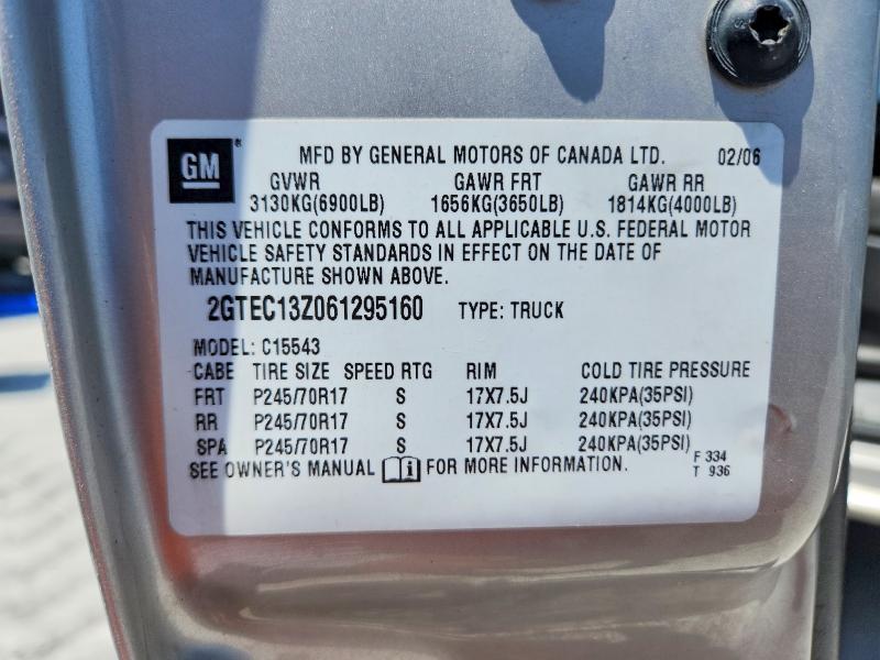 2006 Gmc New Sierra მანქანა იყიდება აუქციონზე, vin: 2GTEC13Z061295160, აუქციონის ნომერი: 53611456