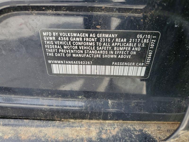 Продаж на аукціоні авто 2010 Volkswagen Cc, vin: WVWMN7AN6AE562267, номер лоту: 53167426