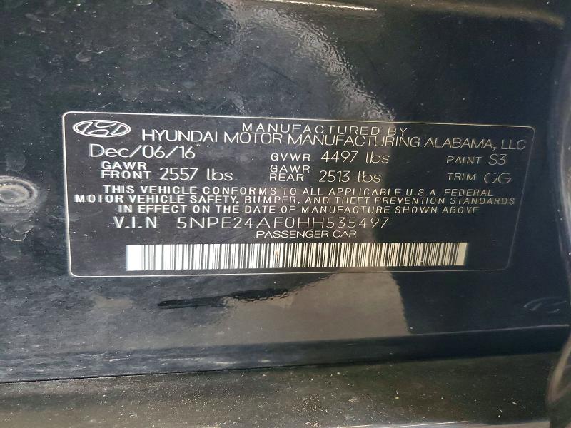 Aukcja sprzedaży 2017 Hyundai Sonata, vin: 5NPE24AF0HH535497, numer aukcji: 54664976